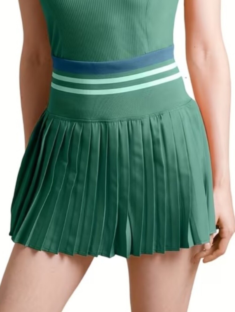 Green pleated tennis skirt